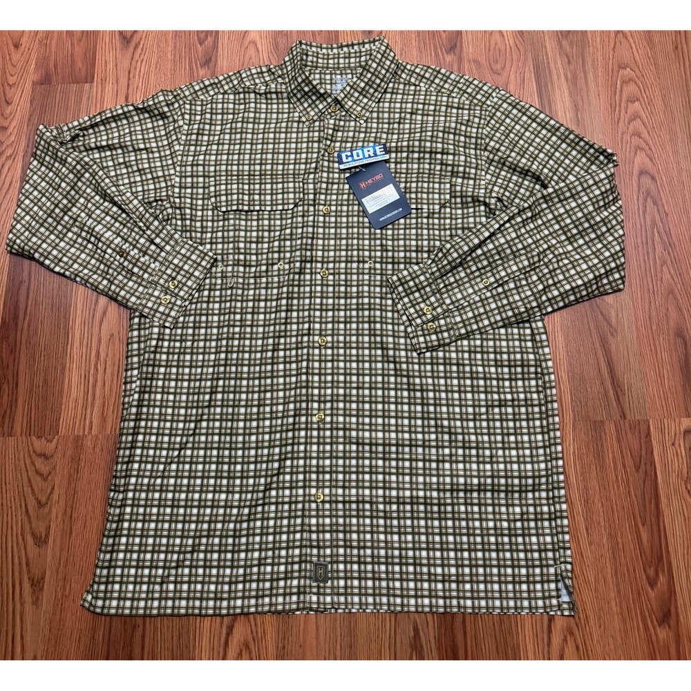 Heybo Shirt Mens Small Beaufort Fishing Button Down Performance Plaid
